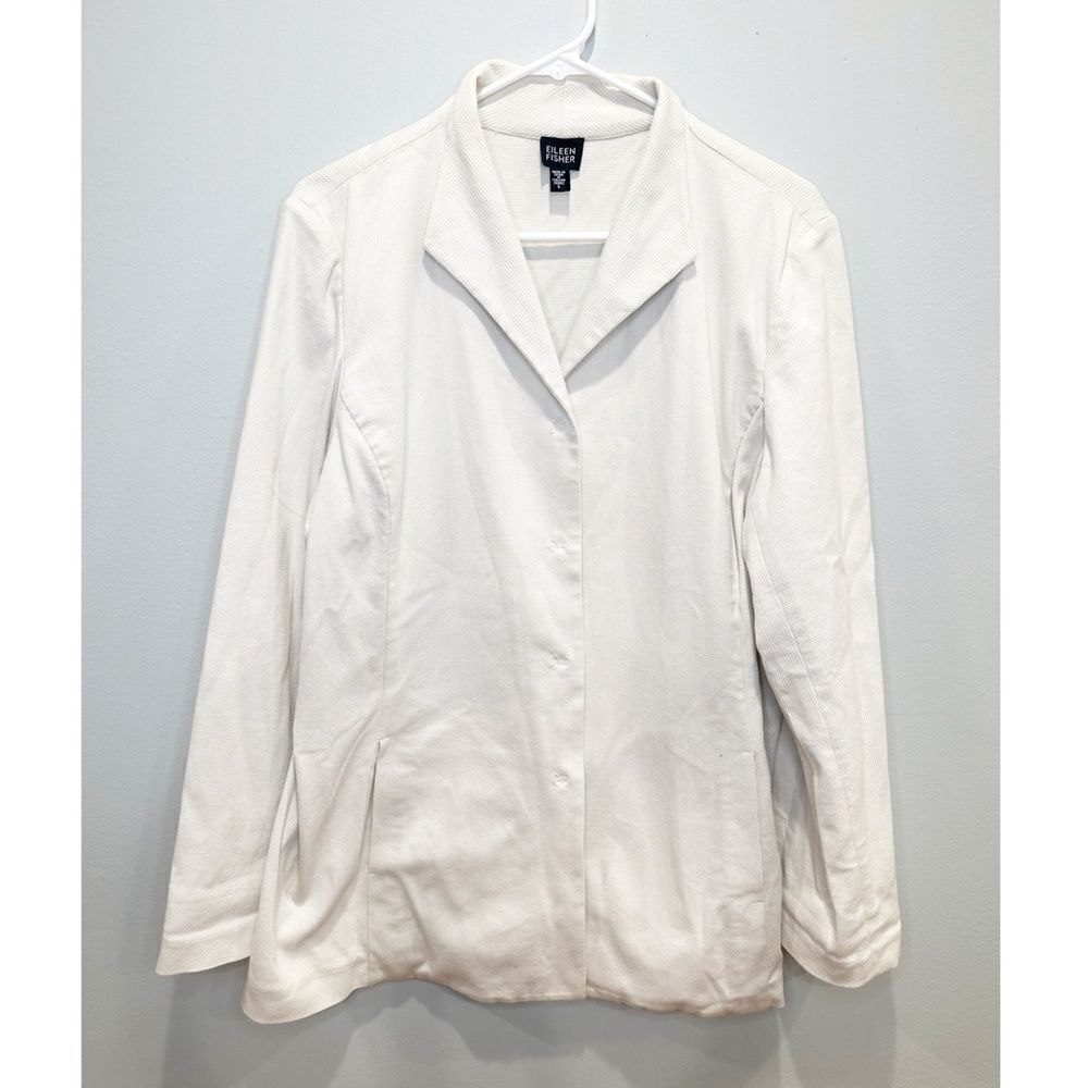 Eileen fisher textured cotton jacket ivory